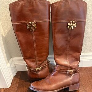 Tory Burch Chestnut Leather Tall Boots
